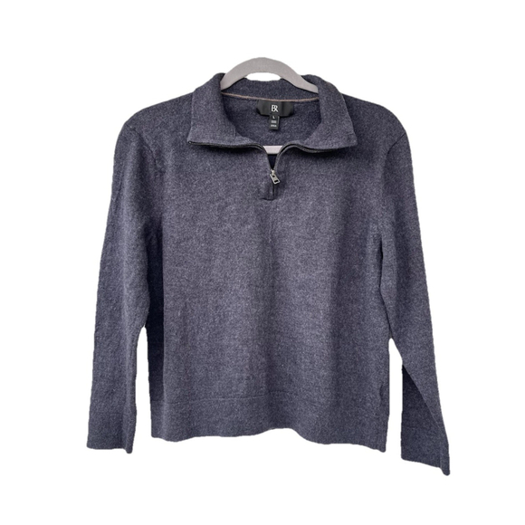 Banana Republic Italian Merino Wool Half Zip Sweater Gray Size L - Picture 6 of 13
